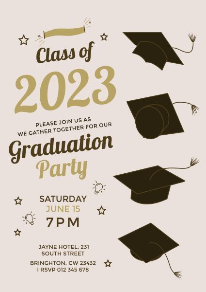 university, graduate, campus, Vintage Golden Graduation Party Invitation Template