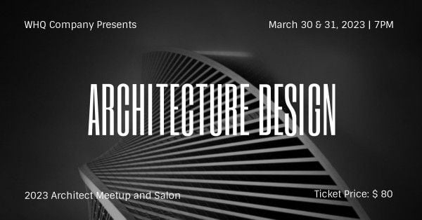 黒と白の建築デザインフェイスブックイベントカバー Facebookイベントカバー