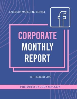 business, company, firm, Blue And Modern Facebook Corporate Monthly Report Template