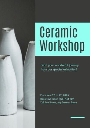 exhibition, show, art, Simple Ceramic Workshop Display Poster Template