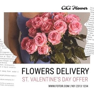 valentine, service, sale, White Flowers Delivery Ins Ad Instagram Ad Template