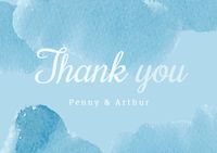 gratitude, wedding, event, Blue Watercolor Thank You Card Postcard Template