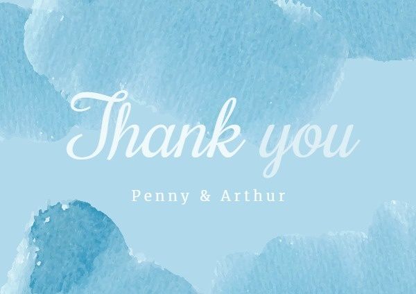 gratitude, wedding, event, Blue Watercolor Thank You Card Postcard Template