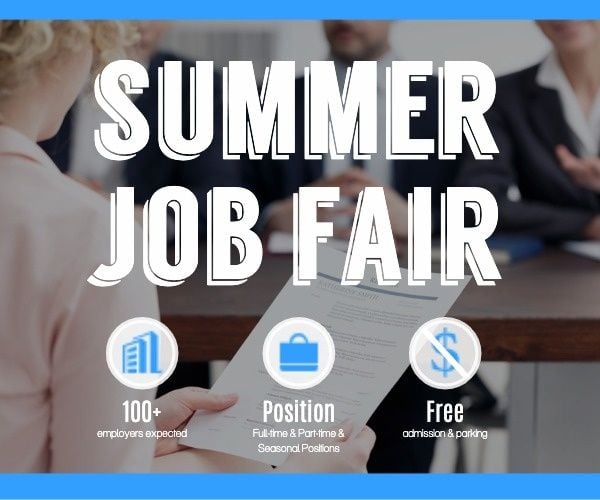 work, office, business, Summer Job Fair Ads Medium Rectangle Template