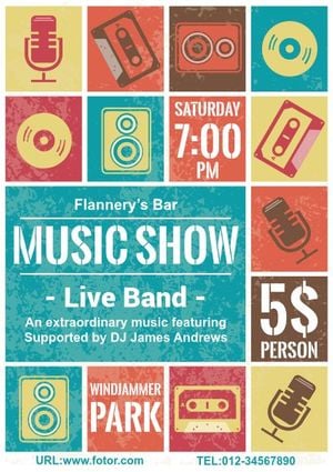 performance, musical, band, Pub Music Live Show Poster Template