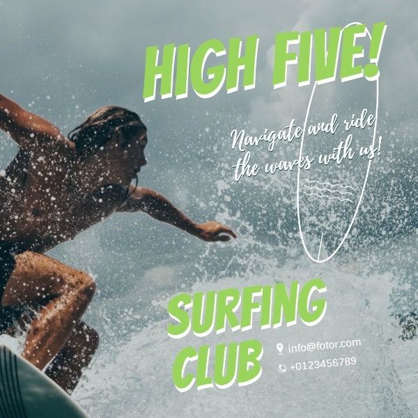 sea, ocean, wave, Surfing Sports Instagram Post Template