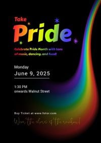 lgbt, love, pride month, Black Gradient Rainbow Pride Party Invitation Template