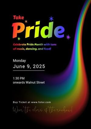 Black Gradient Rainbow Pride Party Invitation