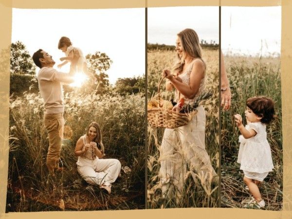 thankful, love, family, Gold Happy Thanksgiving Photo Collage 4:3 Template
