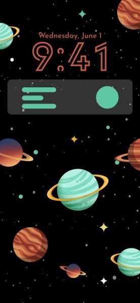 lock screen, planets, universe, Black Illustration Galaxy Phone Wallpaper Template