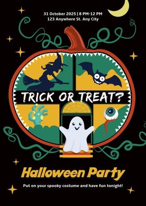 holiday, champagne, beer, Scary Halloween Party Poster Template