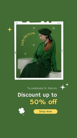 saint patricks day, st patricks day, happy st patricks day, Green Fashion Promotion Sale Instagram Story Template