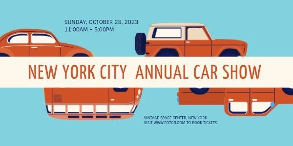 event, exhibition, illustration, Annual Car Show Twitter Post Template