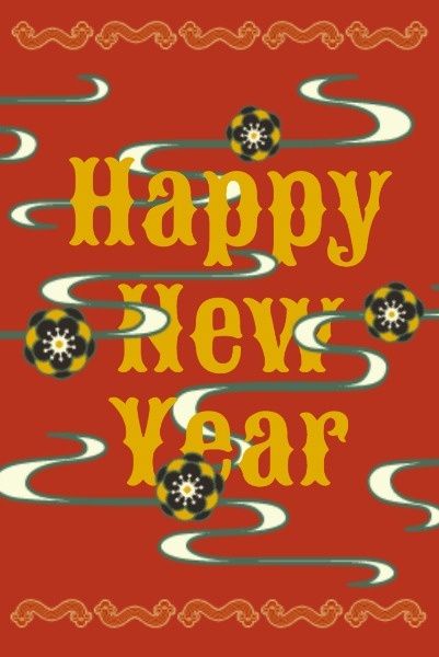 spring festival, chinese new year, lunar new year, Red Background Of Cloud Happy New Year Wishes Pinterest Post Template
