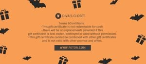 halloween sale, promotion, discount, Halloween Clothes Store Special Sale Gift Certificate Template