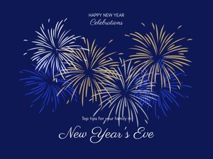 蓝色新年烟花卡 电子贺卡