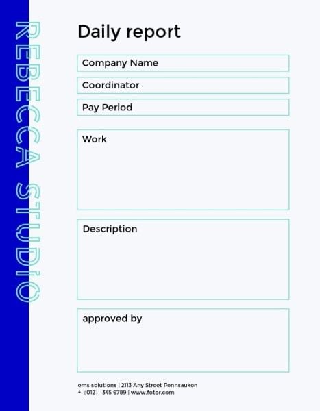  business,  company,  working day, White Classic Work Daily Report Template