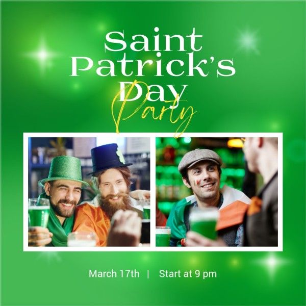 st patricks day, st patricks, photo collage, Green Gradient Simple Saint Patrick's Day  Party Event Instagram Post Template