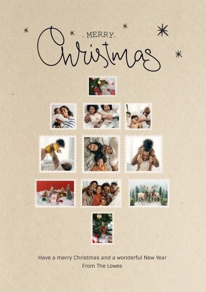 ベージュのクリスマスホリデー写真のコラージュ ポスター
