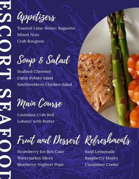 sea food, restaurant, commercial, Blue Salmon Seafood Menu Template