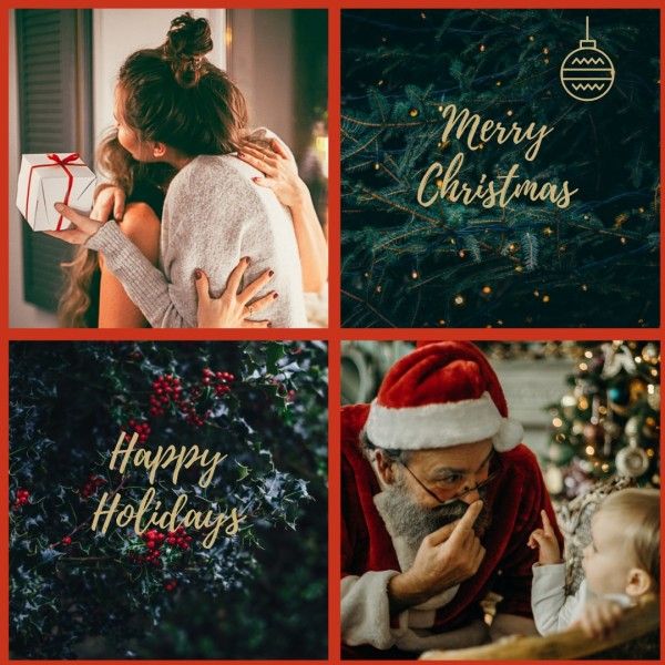family, photograph, life, Black Christmas Photo Collage (Square) Template