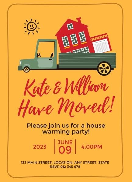 moved, house, warming, Party Recruit Announcement Template