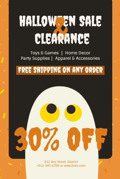 store, clearance, sales, Halloween Shop Sale Pinterest Post Template