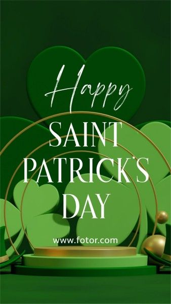 st patricks day, happy st patricks day, st. patrick, Green Leaf Clover Saint Patricks Day Instagram Story Template
