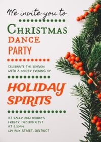 xmas, festival, holiday, White Christmas Dance Party Invitation Template