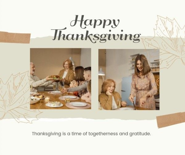 thank you, grateful, gratitude, Family Collage Happy Thanksgiving Facebook Post Template