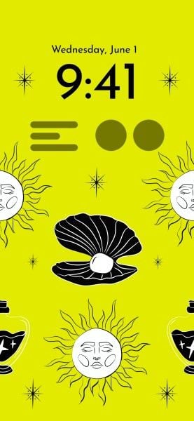 greek, lock screen, mystery, Yellow Illustration Astrology Phone Wallpaper Template