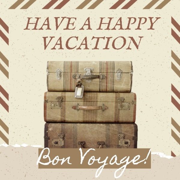 postcard, vacation, travel, Case Bon Voyage Wishes Instagram Post Template