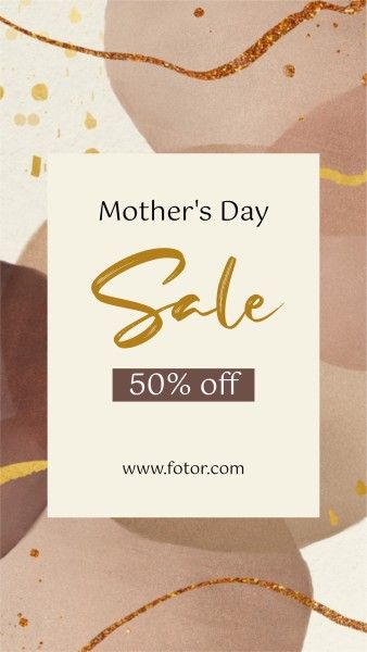 mothers day, mother day, promotion, Brown Brush Texture Mother's Day Sale Instagram Story Template