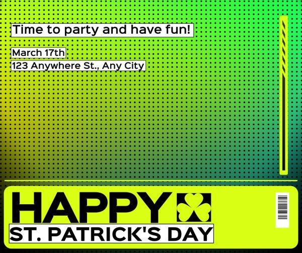 st patricks day, happy st patricks day, st. patrick, Green Gradient Saint Patricks Day Party Event Facebook Post Template