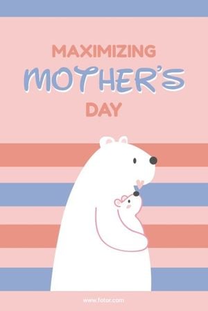 happy mother, woman, mom, Bear mother's day Pinterest Post Template