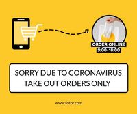 orders, delivered safe, virus, Food Takeout Only Facebook Post Template