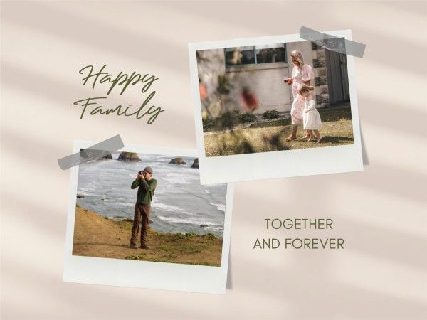 memories, memory, daily, Brown Shadow Polaroid Family Collage Photo Collage 4:3 Template