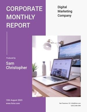 Digital Marketing Company Cooperate Monthly Report Template Report