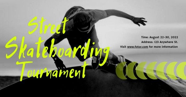 sports, club, business, Gray Skateboard Tournament Facebook Event Cover Template