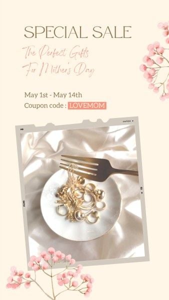 mothers day, mother day, promotion, Pink Watercolor Happy Mother's Day Sale Instagram Story Template