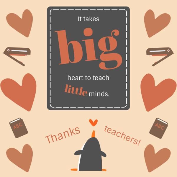 teachers, wishing, wishes, Heart Teacher's Day Appreciation Card Instagram Post Template
