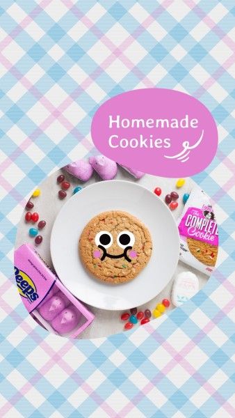 emoji, food, post, Smile Homemade Cookies Instagram Story Template