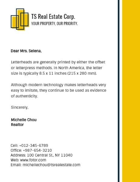business, property, advertising, Real Estate Corp. Letterhead Template