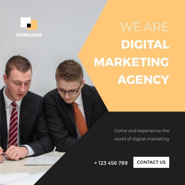 Black And Yellow Digital Marketing Agency Instagram Post