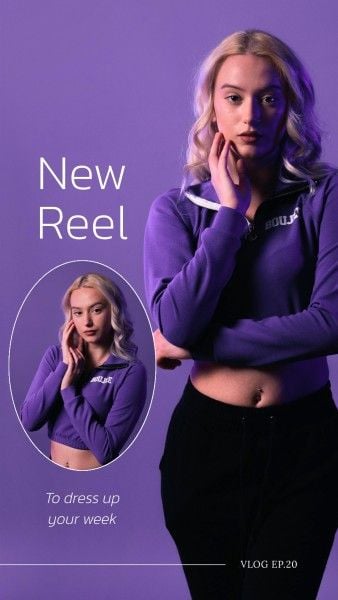 instagram reels, fashion, ootd, Purple Modern Week Dress Up Ideas Vlog Reels Cover Instagram Story Template