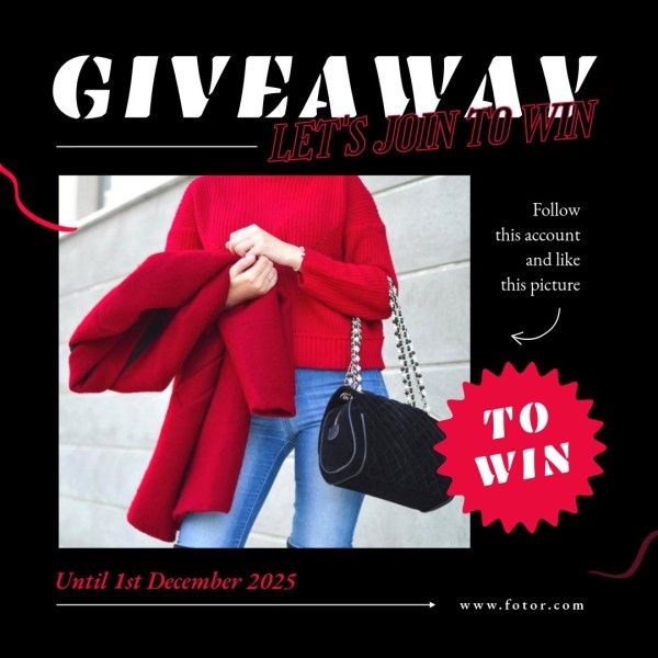 e-commerce, online shopping, promotion, Black Friday Branding Fashion Giveaway Rule Instagram Post Template
