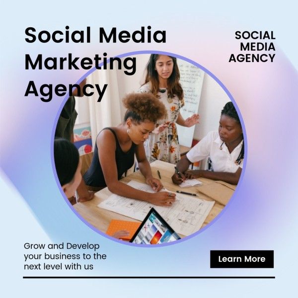 measure, tip, small business, Gradient Social Media Marketing Agency Instagram Post Template