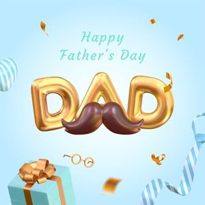 greeting, celebrate, celebration, Pastel Blue Gradient 3d Happy Father's Day Instagram Post Template