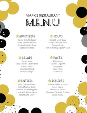 花卉餐厅菜单 英文菜单