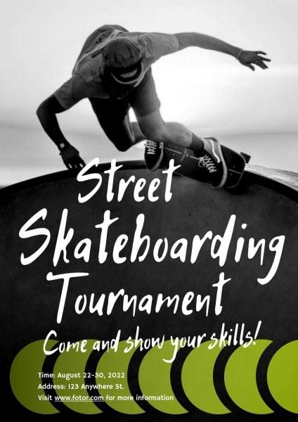 Gray Skateboard Tournament Poster
